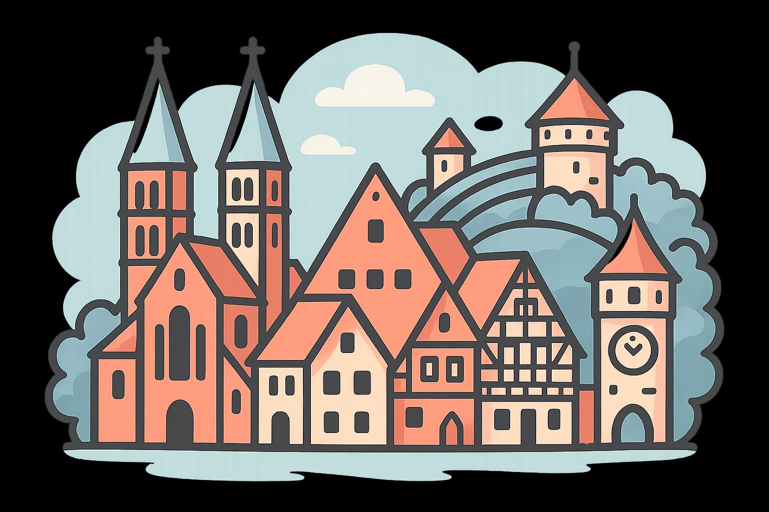 Blick über Esslingen am Neckar mit historischer Altstadt und Neckarbrücken