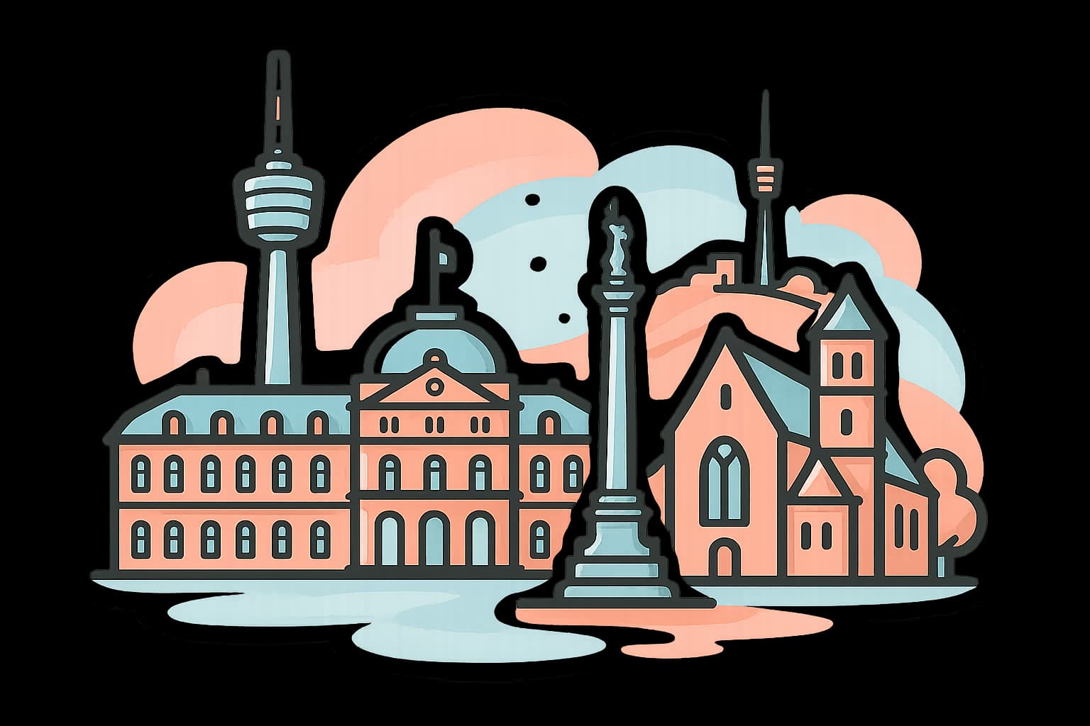 Panoramablick über Stuttgart mit dem markanten Fernsehturm und der modernen Stadtsilhouette