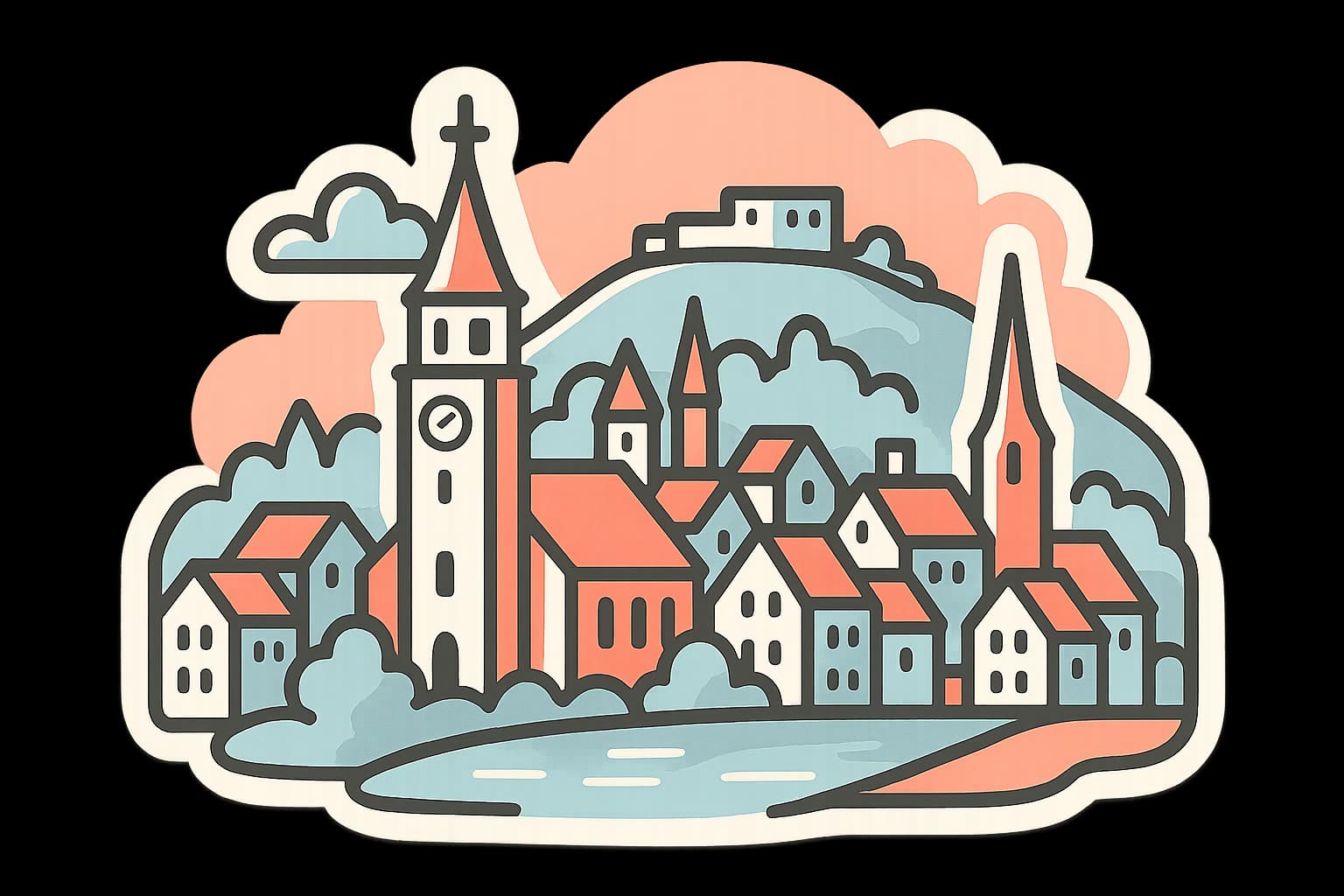 Blick auf Tuttlingen an der Donau mit Honberg-Ruine und Industriegebiet